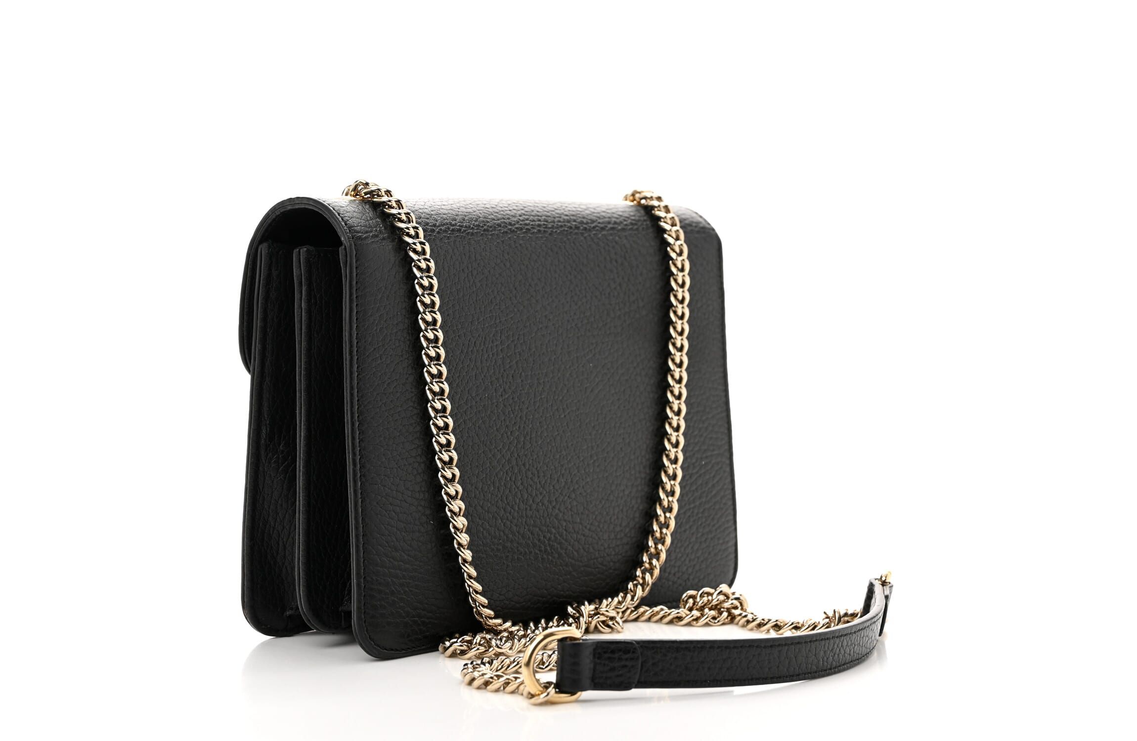 Gucci Dollar Calfskin Small Interlocking G Shoulder Bag Black -FINAL SALE NO RETURNS