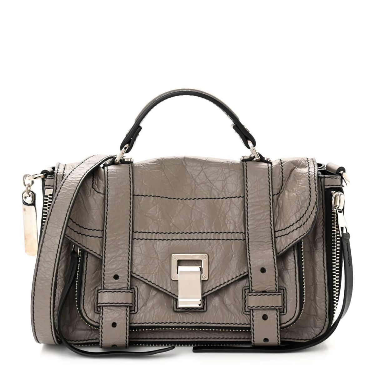 Proenza Schouler Paper Lambskin Tiny PS1 Plus Zip Satchel Dark Taupe -FINAL SALE NO RETURNS