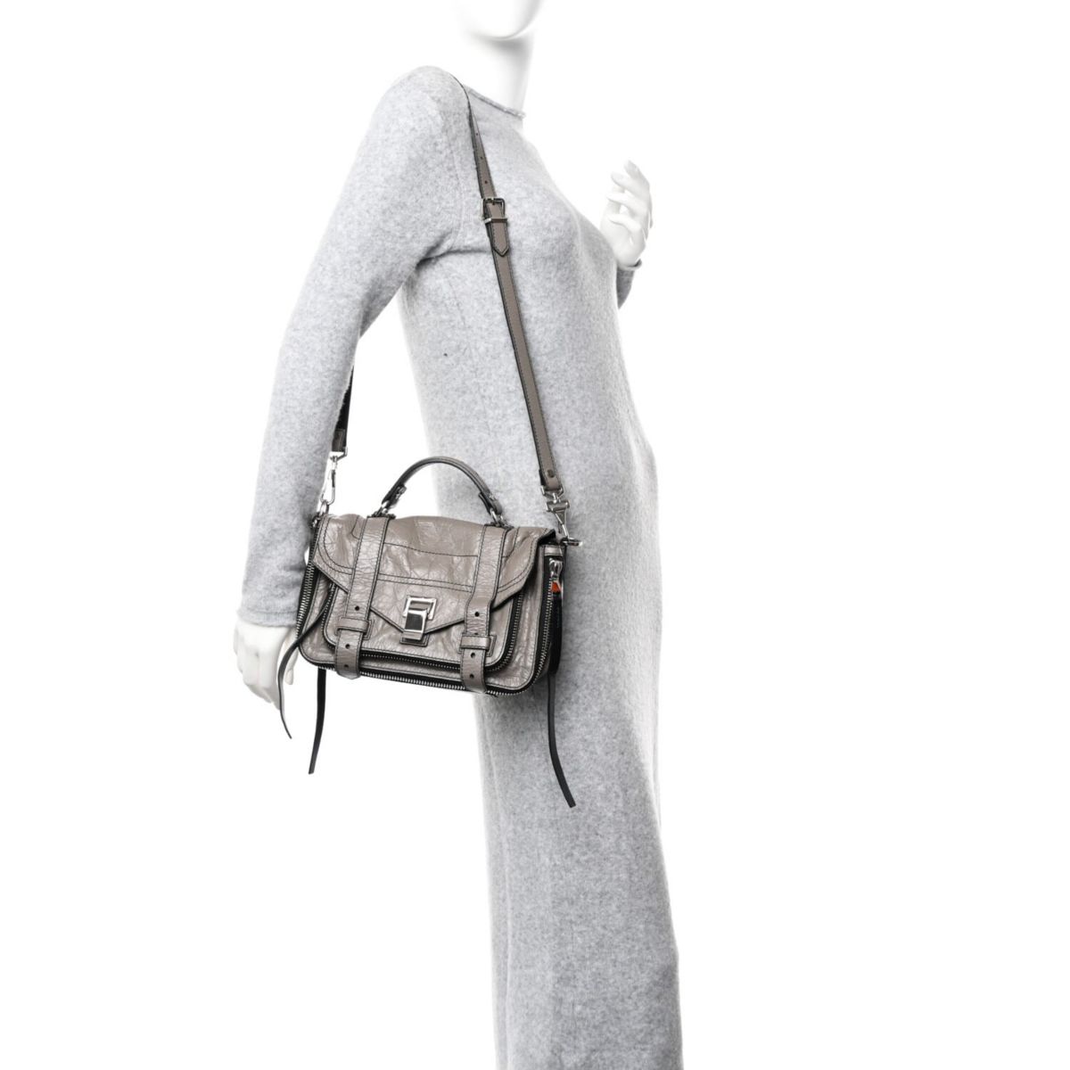 Proenza Schouler Paper Lambskin Tiny PS1 Plus Zip Satchel Dark Taupe -FINAL SALE NO RETURNS