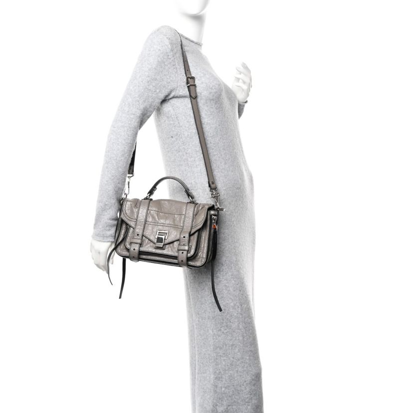 Proenza Schouler Paper Lambskin Tiny PS1 Plus Zip Satchel Dark Taupe -FINAL SALE NO RETURNS