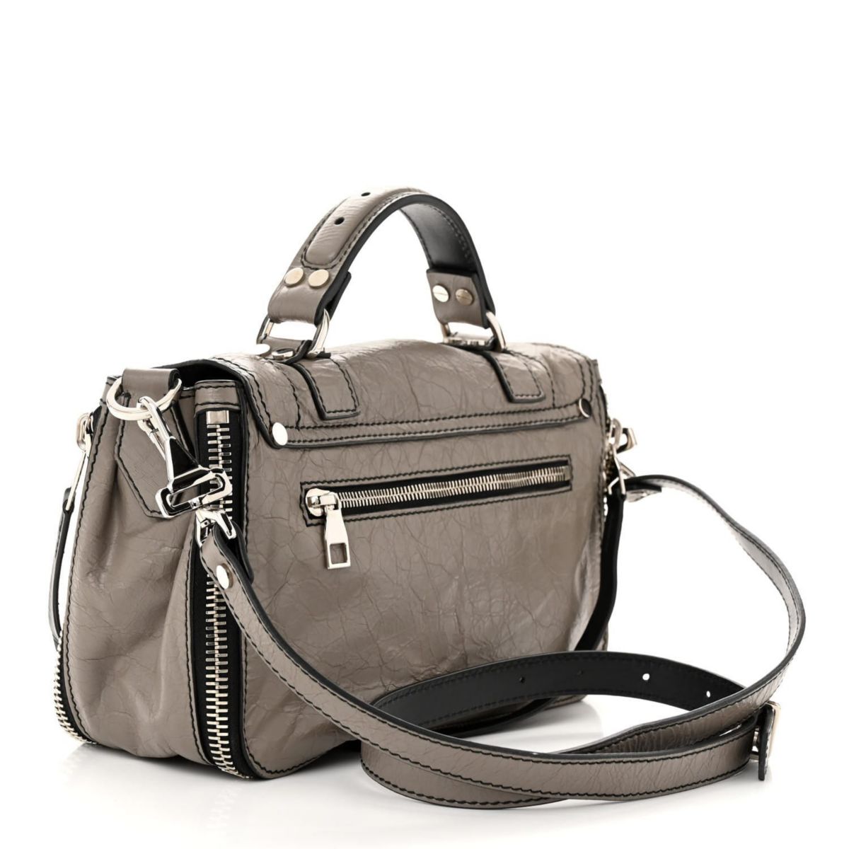 Proenza Schouler Paper Lambskin Tiny PS1 Plus Zip Satchel Dark Taupe -FINAL SALE NO RETURNS