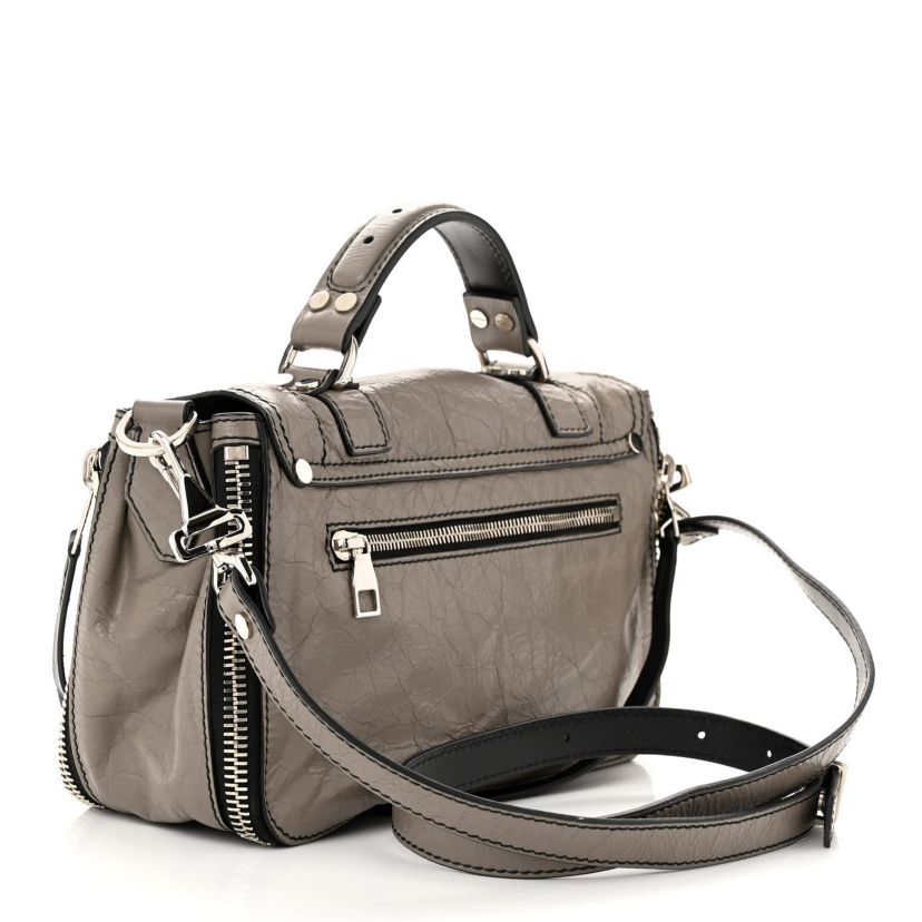 Proenza Schouler Paper Lambskin Tiny PS1 Plus Zip Satchel Dark Taupe -FINAL SALE NO RETURNS