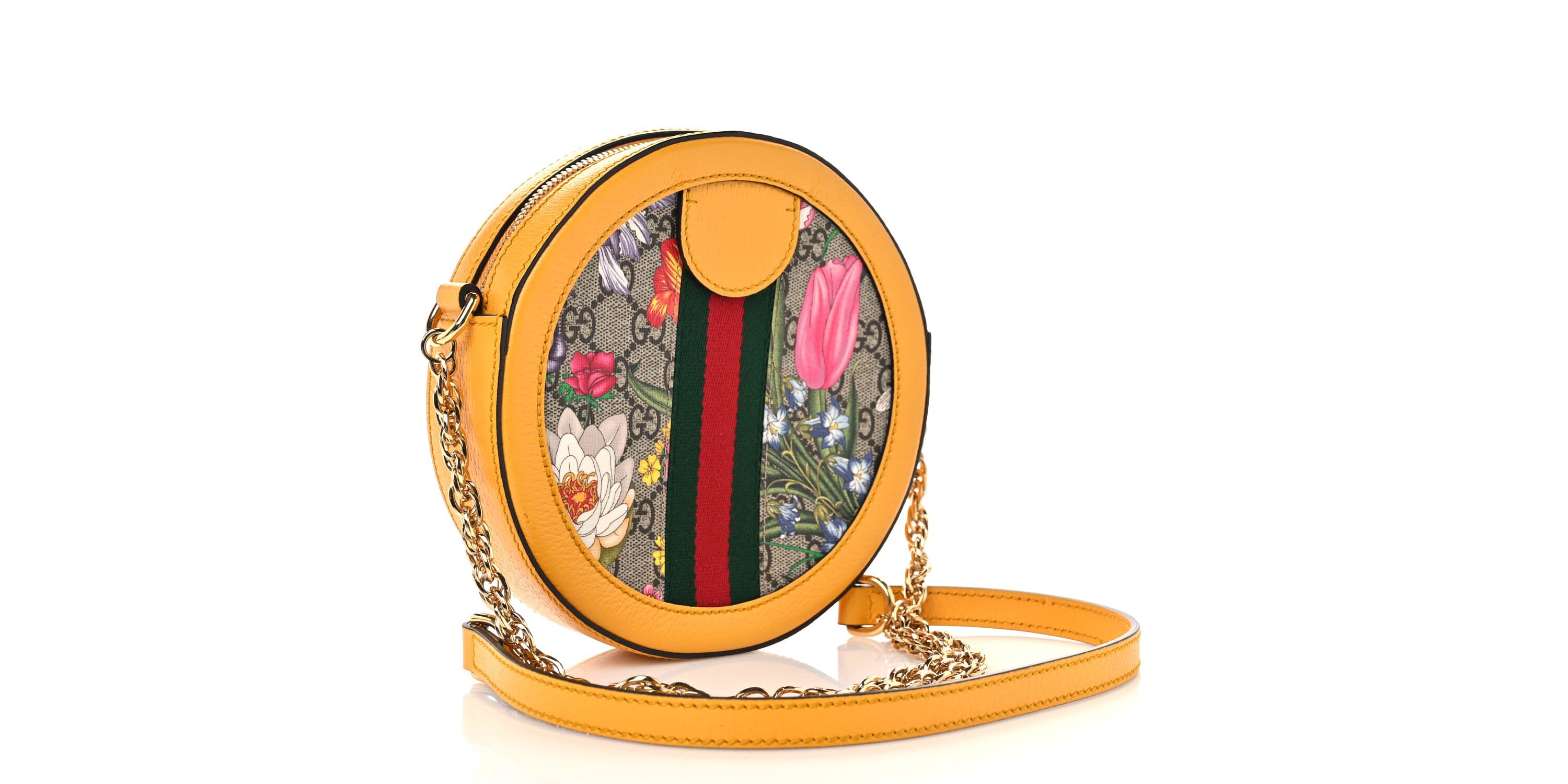Gucci GG Supreme Monogram Web Mini Ophidia Round Shoulder Bag Brown -FINAL SALE NO RETURNS