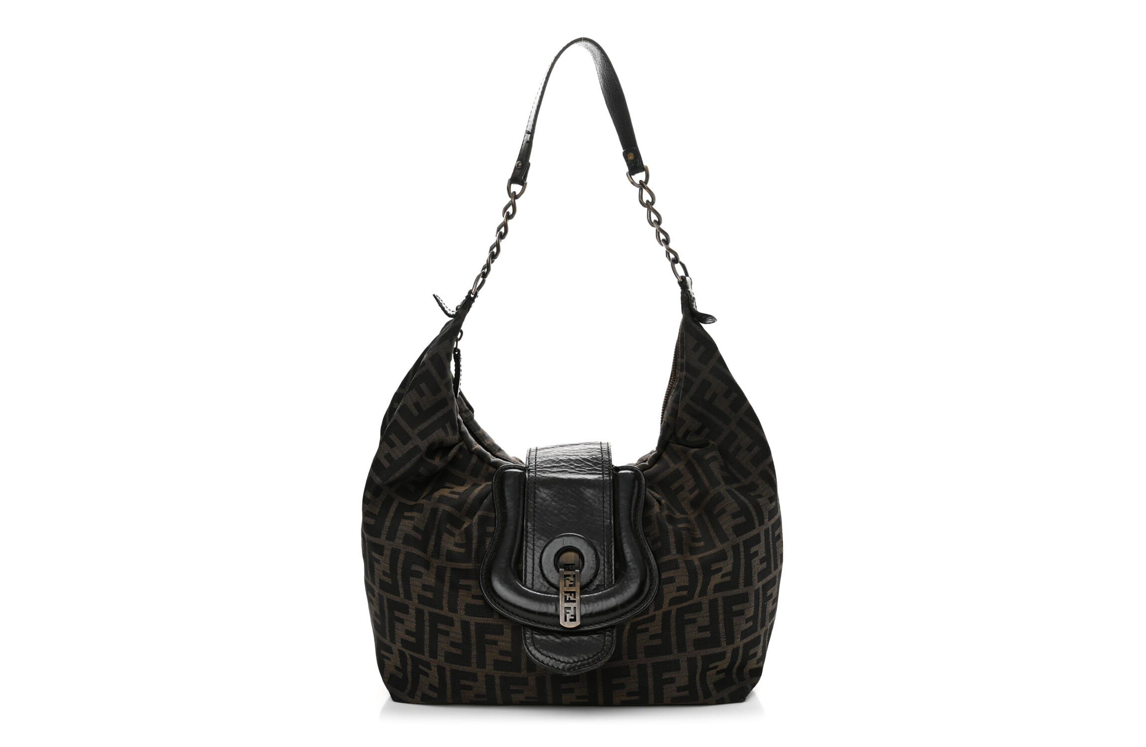 Fendi Zucca B Buckle Hobo Tobacco Castagna -FINAL SALE NO RETURNS