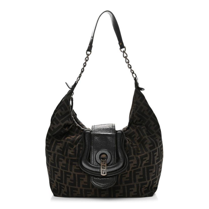 Fendi Zucca B Buckle Hobo Tobacco Castagna -FINAL SALE NO RETURNS