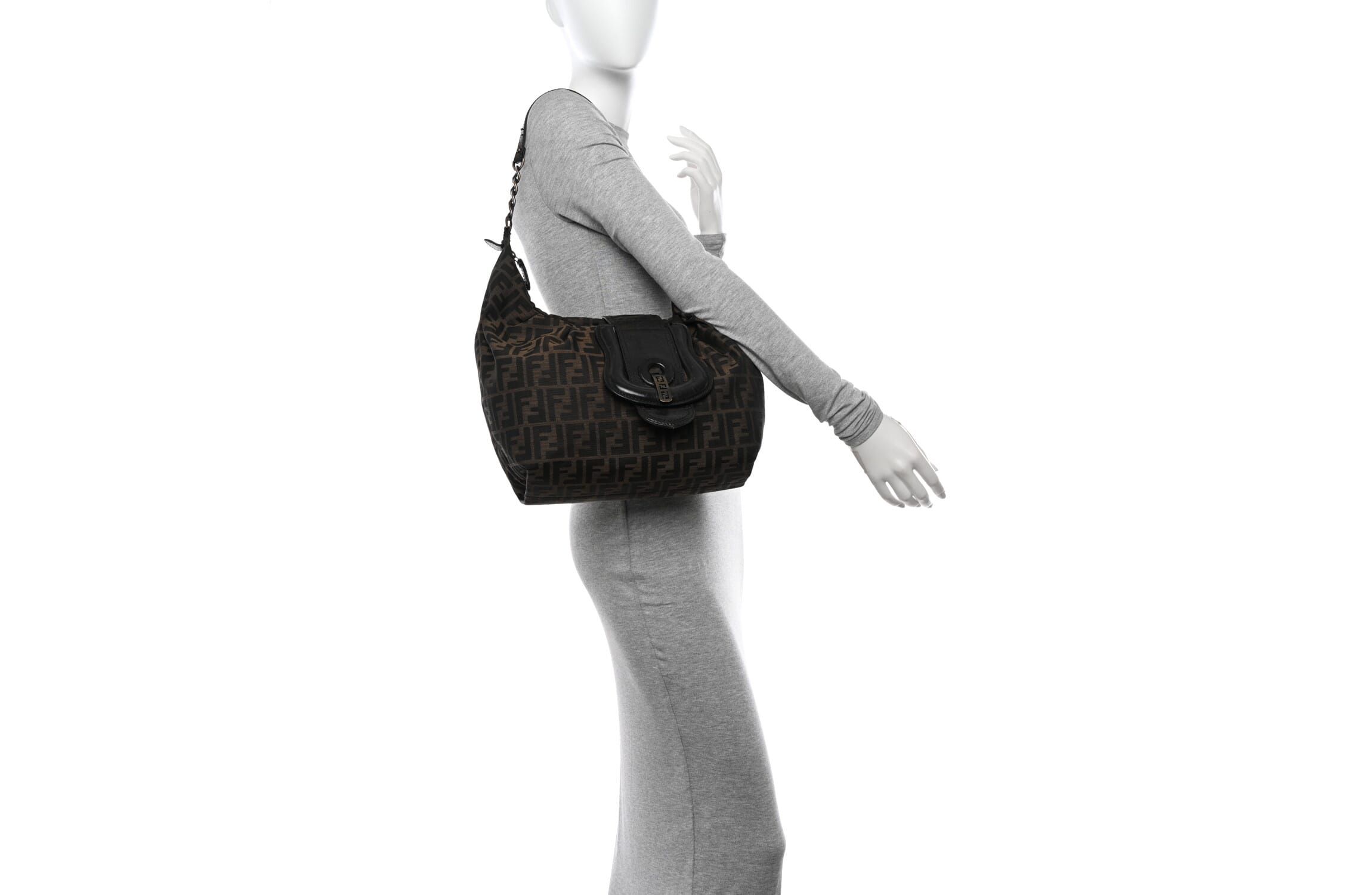 Fendi Zucca B Buckle Hobo Tobacco Castagna -FINAL SALE NO RETURNS
