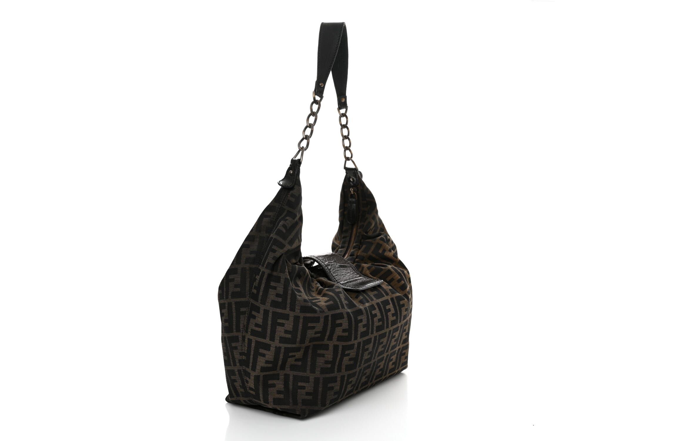 Fendi Zucca B Buckle Hobo Tobacco Castagna -FINAL SALE NO RETURNS