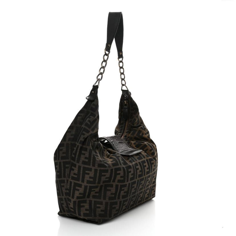 Fendi Zucca B Buckle Hobo Tobacco Castagna -FINAL SALE NO RETURNS