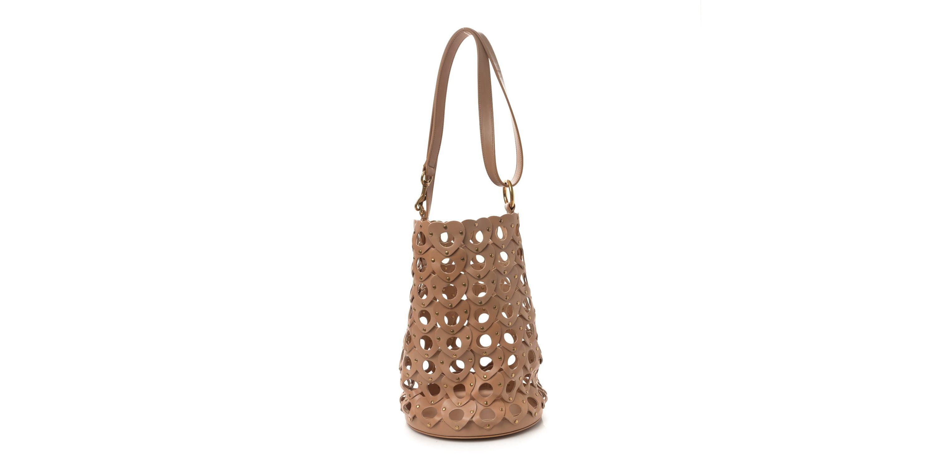 Saint Laurent Vegetable Tanned Calfskin Studded Seau Coeur Bucket Bag Vintage Brown -FINAL SALE NO RETURNS