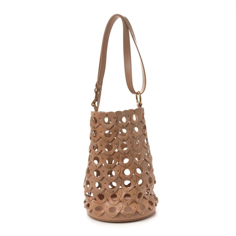 Saint Laurent Vegetable Tanned Calfskin Studded Seau Coeur Bucket Bag Vintage Brown -FINAL SALE NO RETURNS