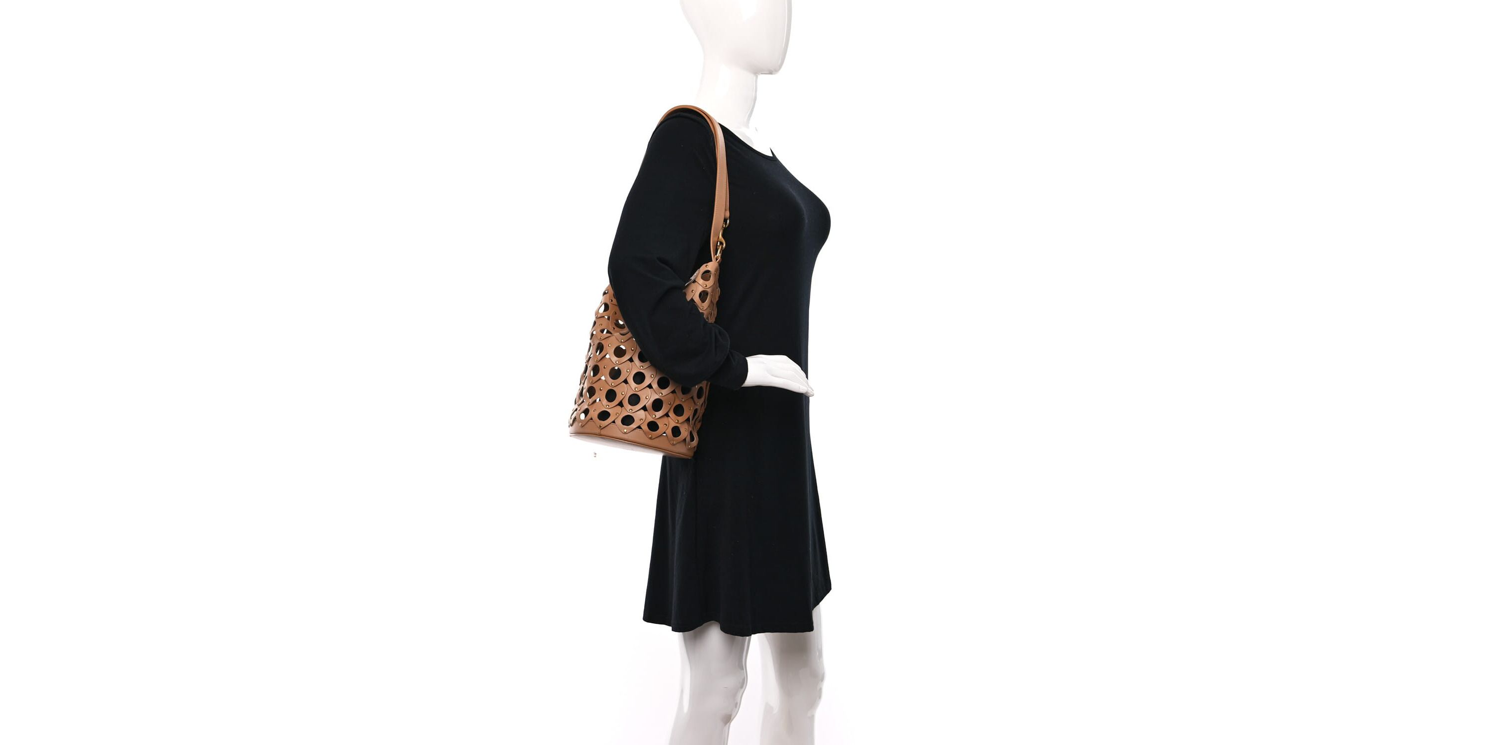 Saint Laurent Vegetable Tanned Calfskin Studded Seau Coeur Bucket Bag Vintage Brown -FINAL SALE NO RETURNS