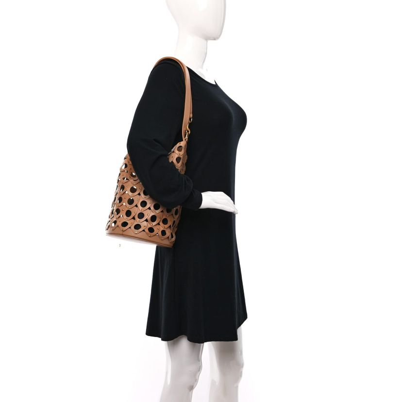 Saint Laurent Vegetable Tanned Calfskin Studded Seau Coeur Bucket Bag Vintage Brown -FINAL SALE NO RETURNS