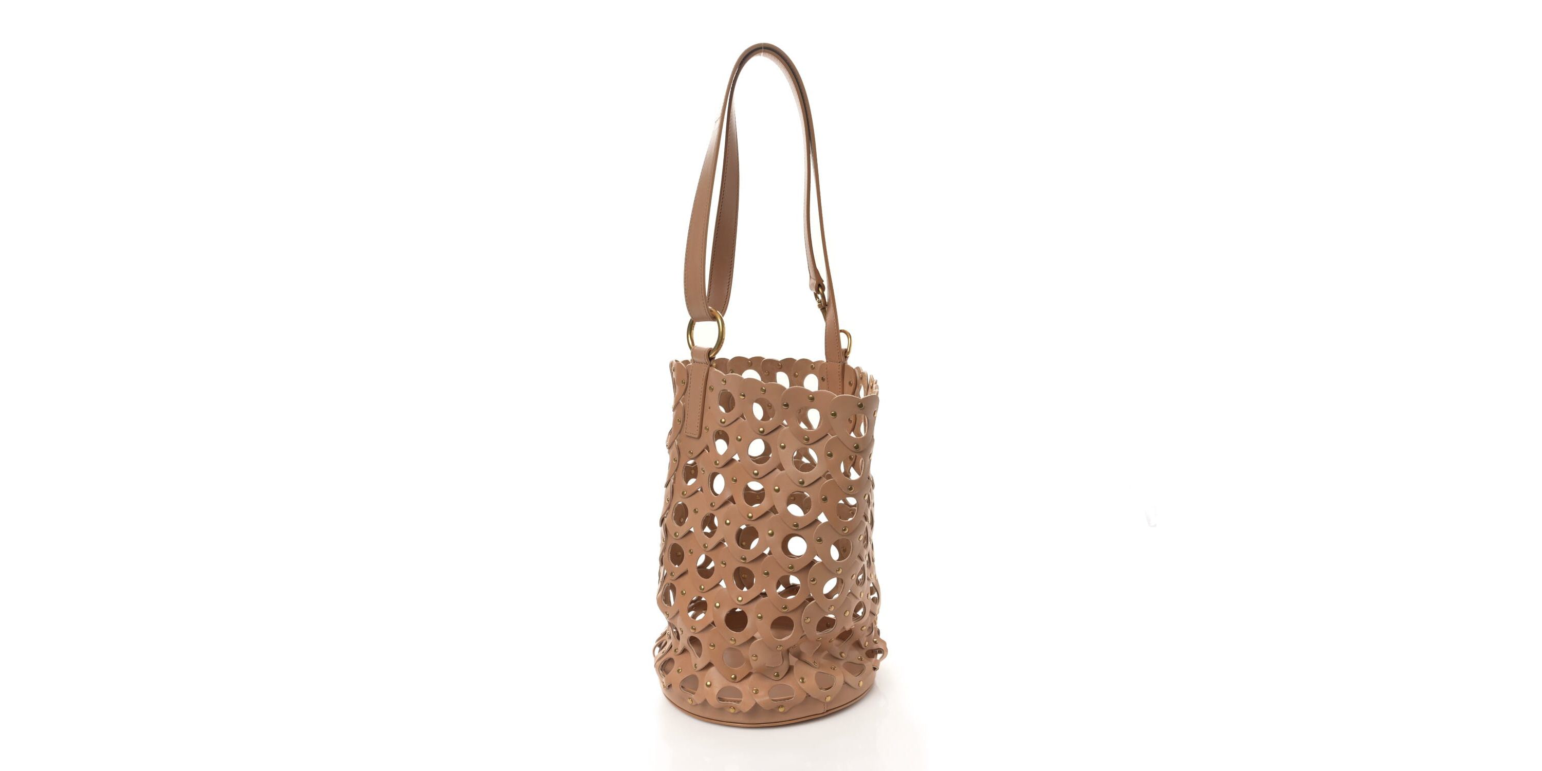 Saint Laurent Vegetable Tanned Calfskin Studded Seau Coeur Bucket Bag Vintage Brown -FINAL SALE NO RETURNS