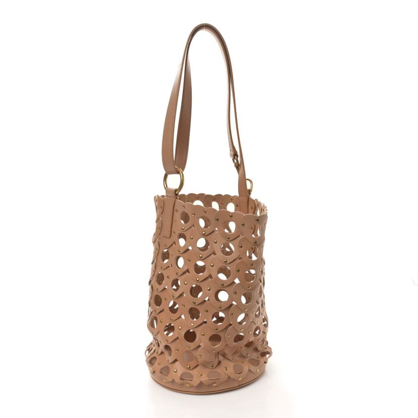 Saint Laurent Vegetable Tanned Calfskin Studded Seau Coeur Bucket Bag Vintage Brown -FINAL SALE NO RETURNS