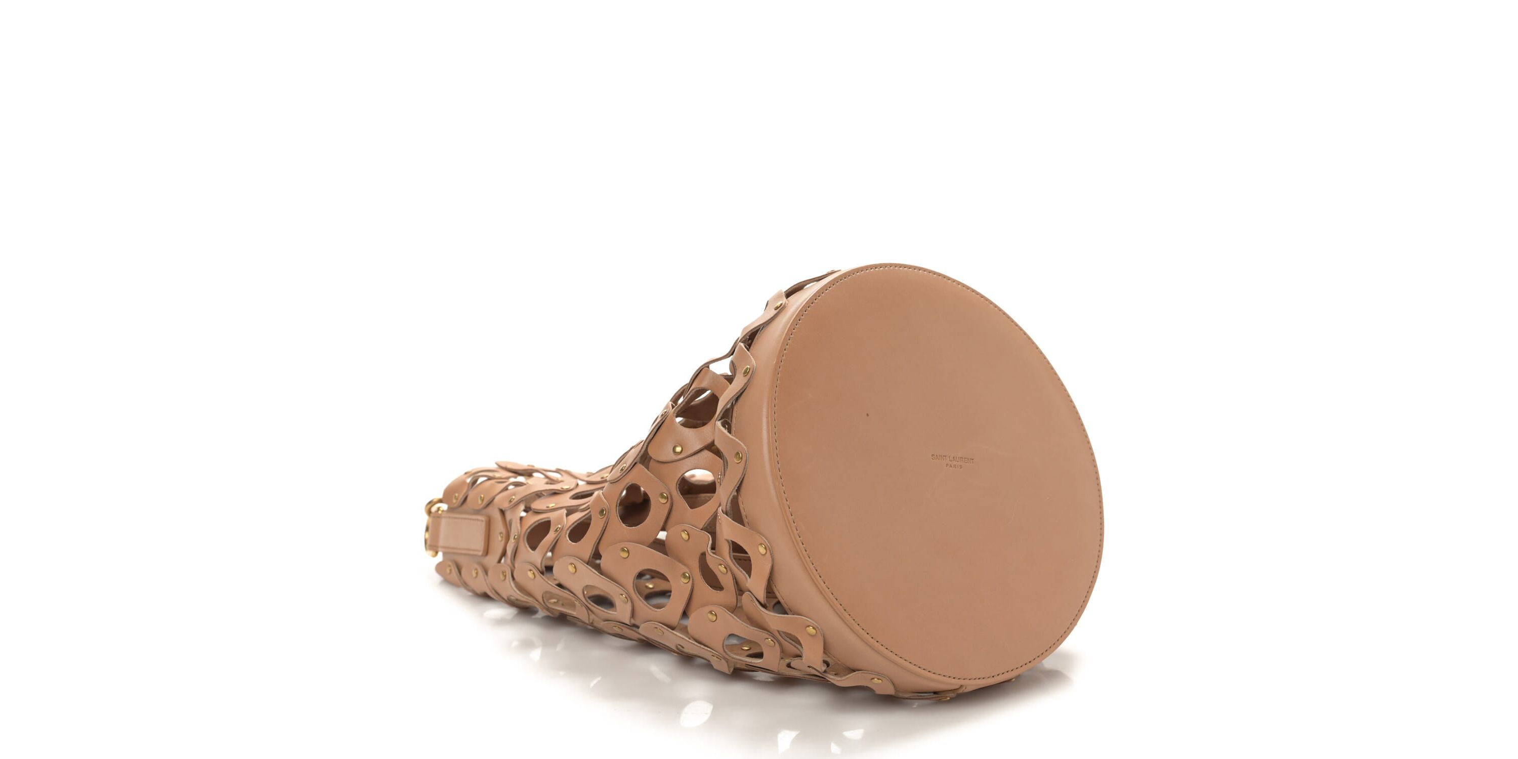 Saint Laurent Vegetable Tanned Calfskin Studded Seau Coeur Bucket Bag Vintage Brown -FINAL SALE NO RETURNS