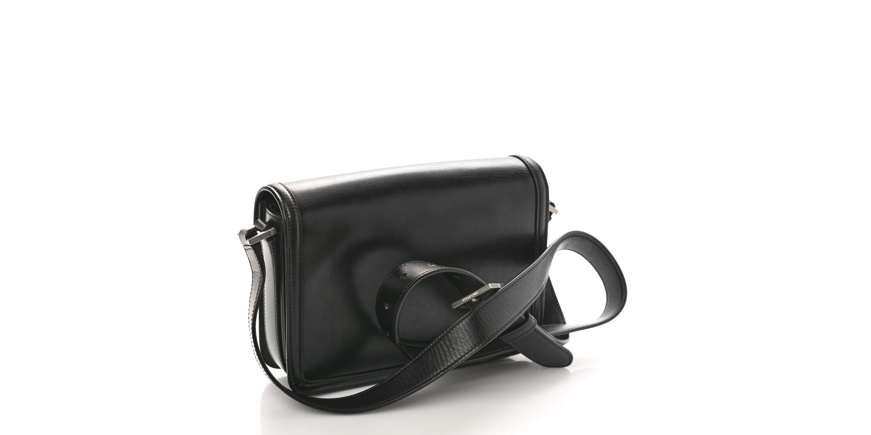 Saint Laurent Box Calfskin Monogram Medium Solferino Satchel Black -FINAL SALE NO RETURNS