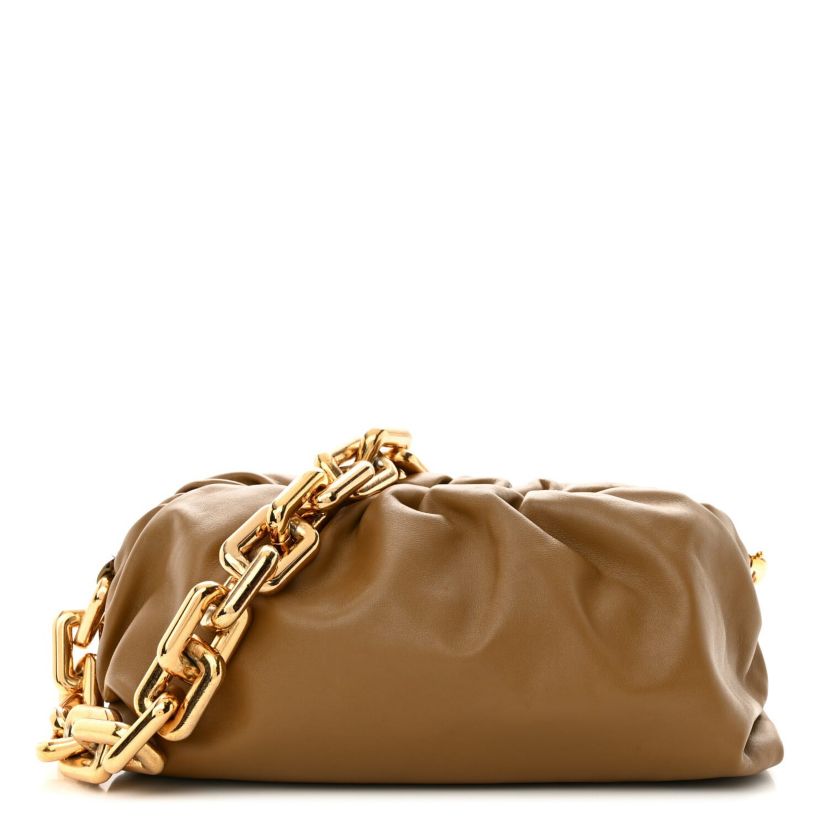 Bottega Veneta TCalfskin The Pouch Chain Cammello -FINAL SALE NO RETURNS