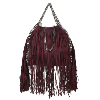 FASHIONPHILE Stella McCartney Shaggy Deer Fringe Tiny Falabella Tote Plum -FINAL SALE NO RETURNS, Purple