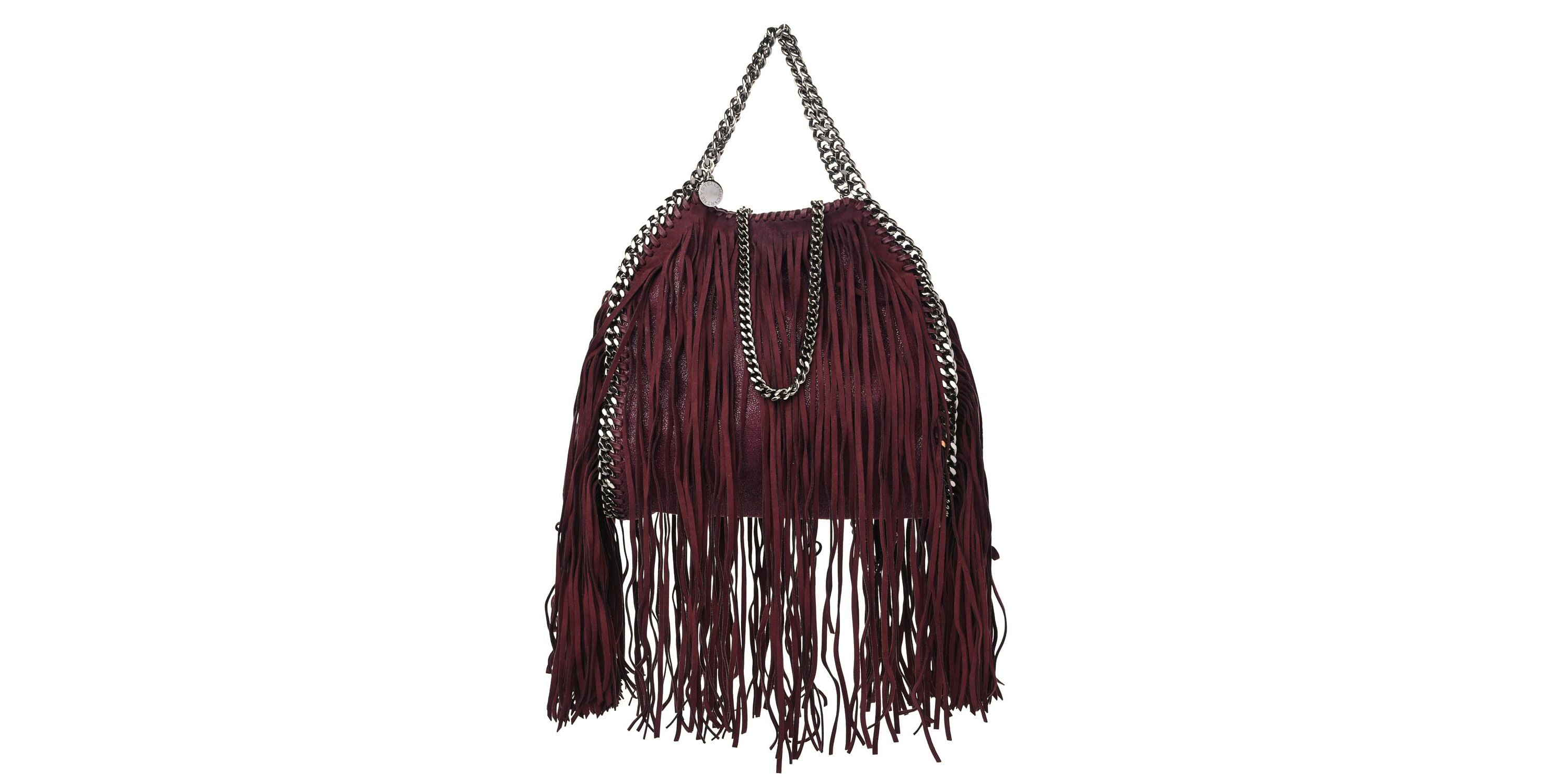 Stella McCartney Shaggy Deer Fringe Tiny Falabella Tote Plum -FINAL SALE NO RETURNS