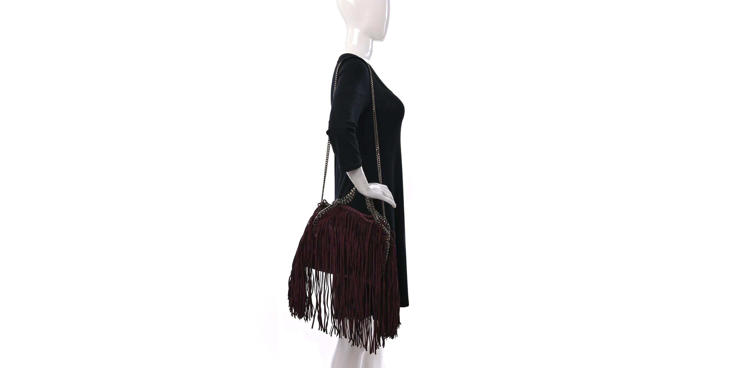 Stella McCartney Shaggy Deer Fringe Tiny Falabella Tote Plum -FINAL SALE NO RETURNS