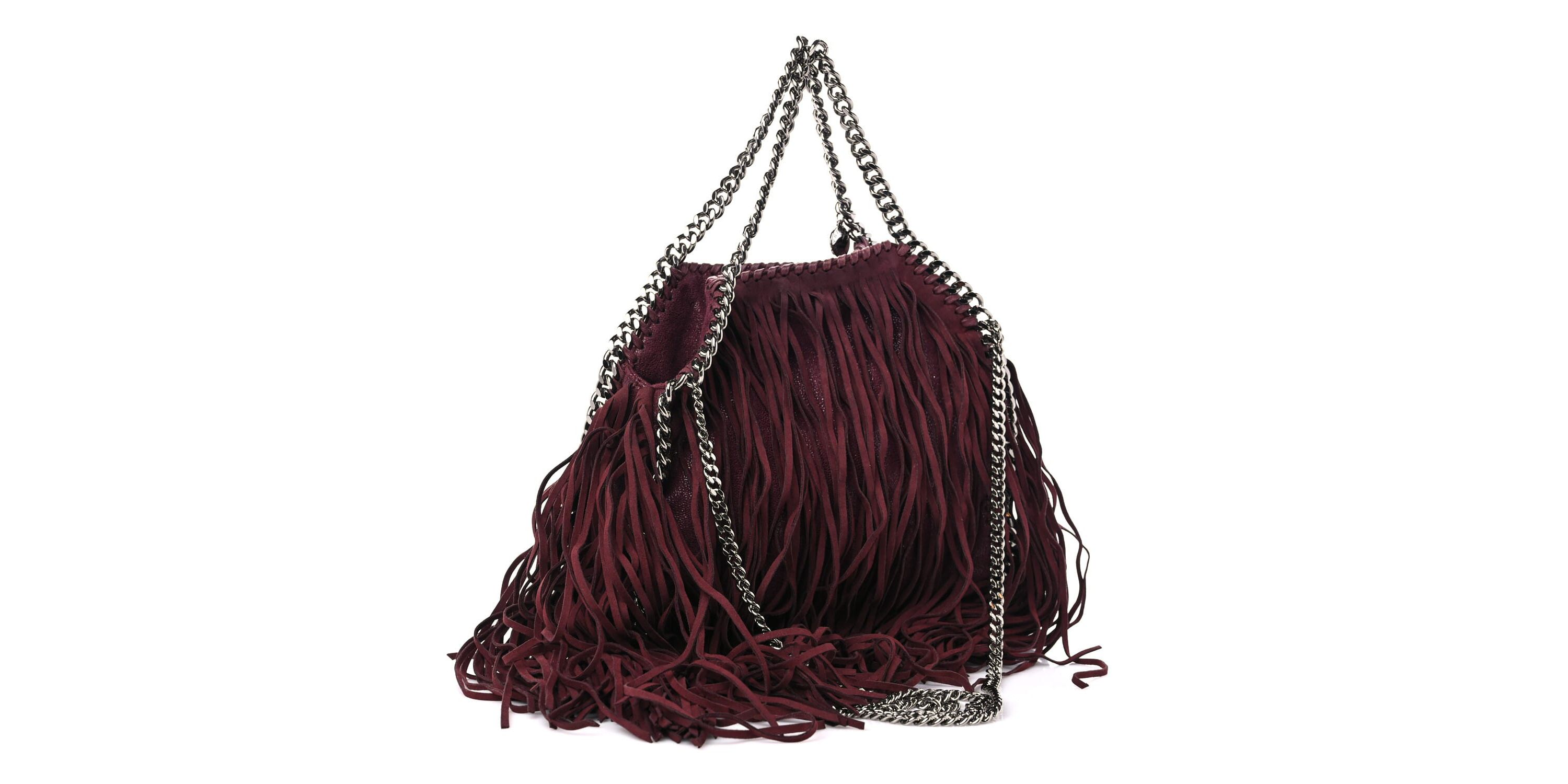Stella McCartney Shaggy Deer Fringe Tiny Falabella Tote Plum -FINAL SALE NO RETURNS