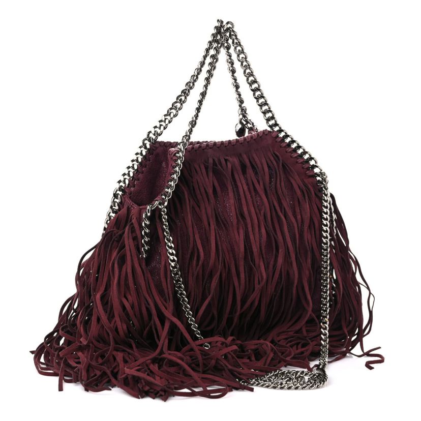 Stella McCartney Shaggy Deer Fringe Tiny Falabella Tote Plum -FINAL SALE NO RETURNS