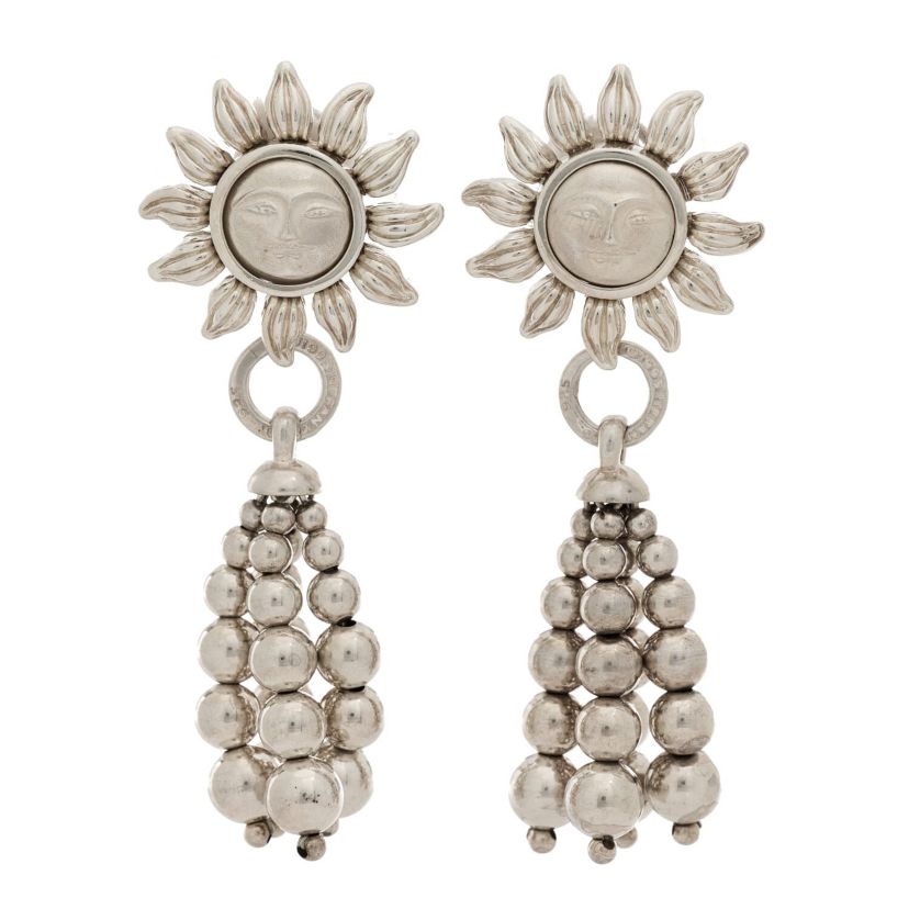 Tiffany Sterling Silver Sun Tassel Drop Clip-On Earrings -FINAL SALE NO RETURNS