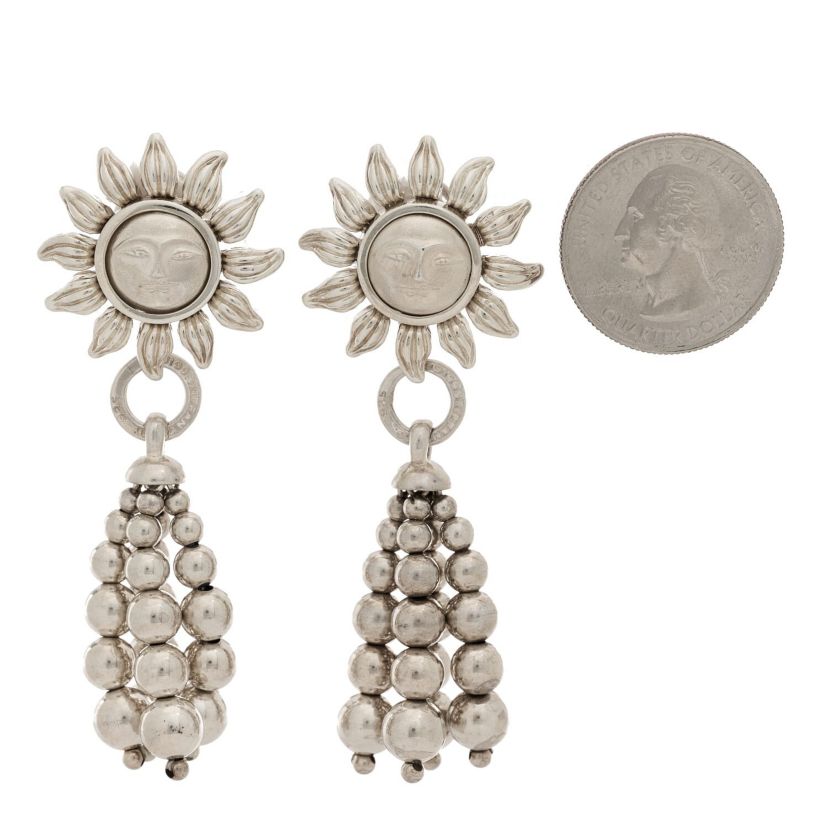 Tiffany Sterling Silver Sun Tassel Drop Clip-On Earrings -FINAL SALE NO RETURNS
