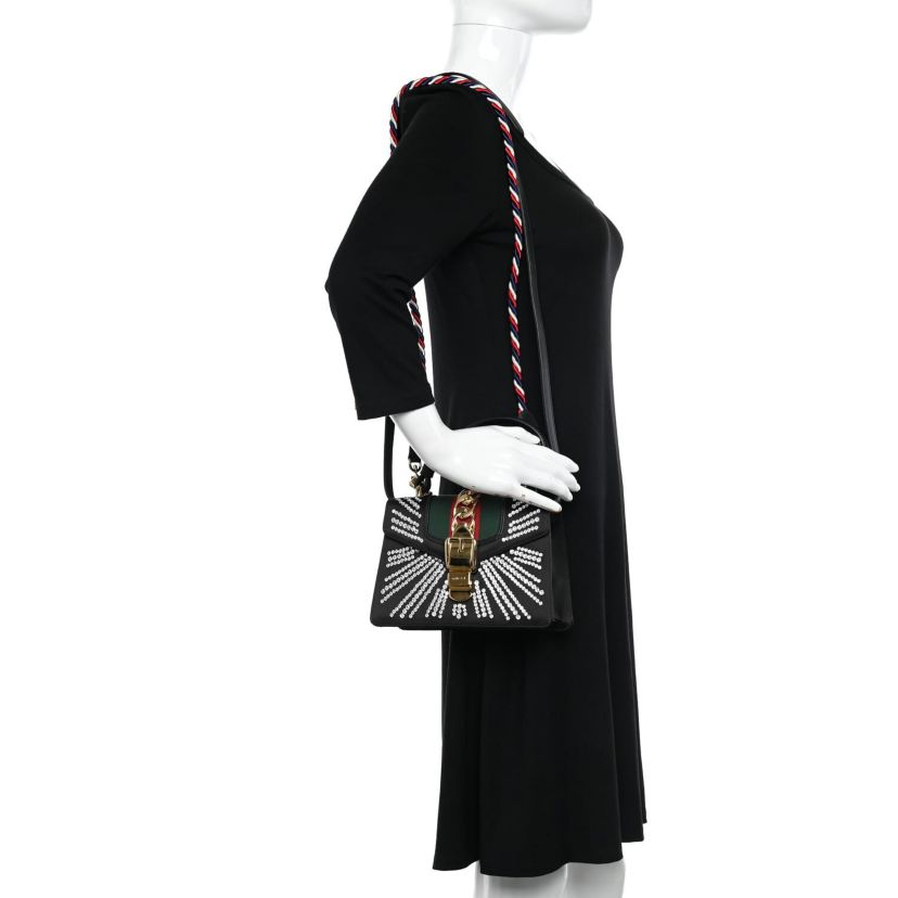 Gucci Calfskin Mini Sylvie Top Handle Bag White -FINAL SALE NO RETURNS