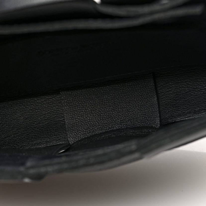 Bottega Veneta Lambskin Maxi Intrecciato Extra Mini Cassette Crossbody Bag Black -FINAL SALE NO RETURNS