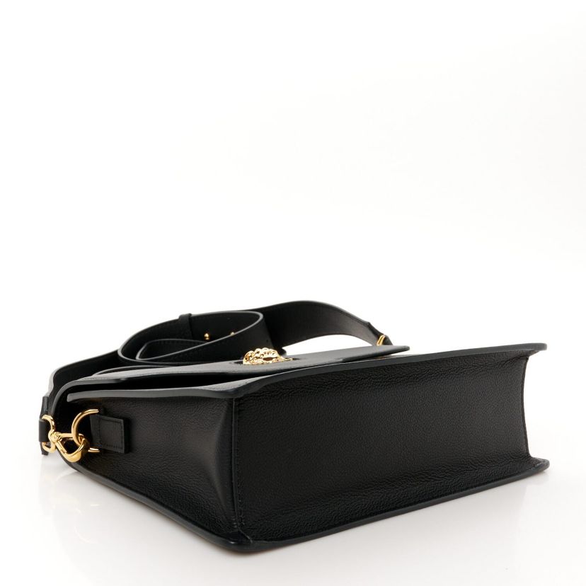 Versace Grained Calfskin La Medusa Mini Top Handle Tote Black -FINAL SALE NO RETURNS