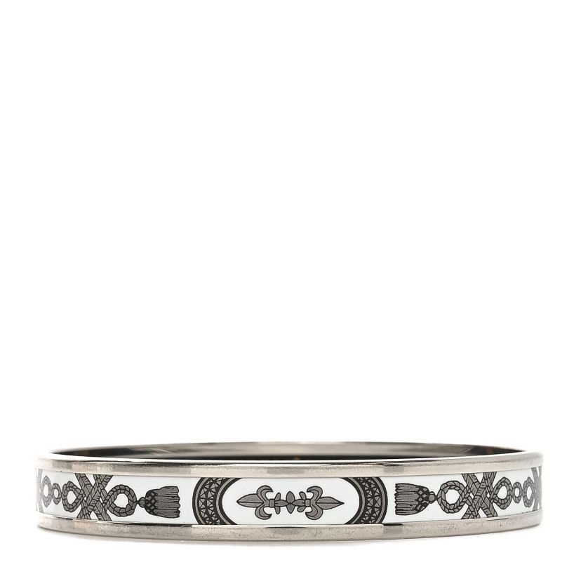 Hermes Enamel Printed Narrow Grand Apparat Bracelet Black -FINAL SALE NO RETURNS