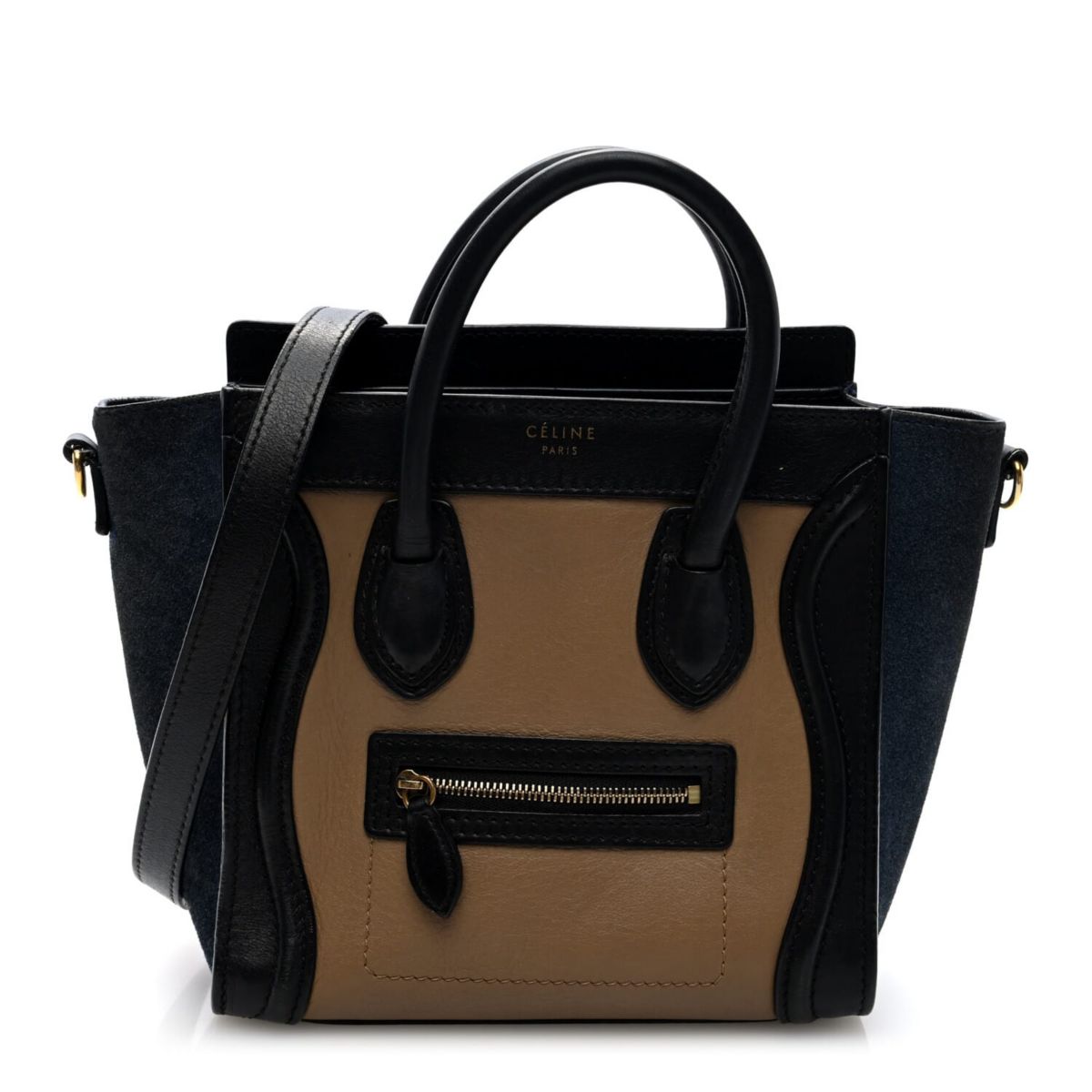 Celine Calfskin Suede Nano Tri-Color Luggage Sand -FINAL SALE NO RETURNS