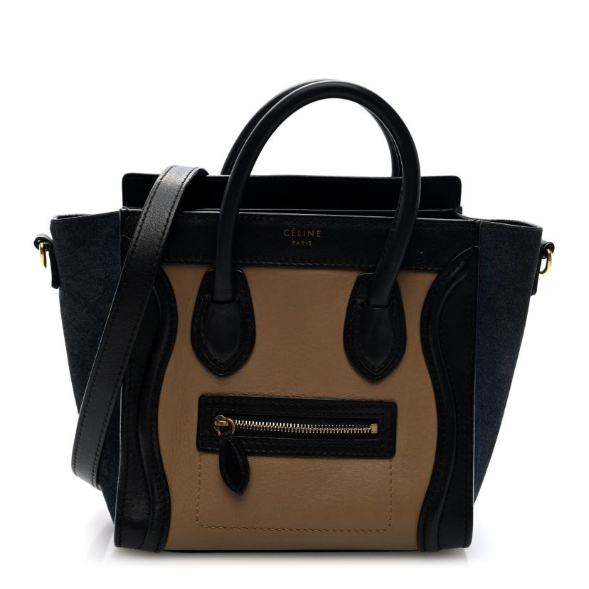 Celine Calfskin Suede Nano Tri-Color Luggage Sand -FINAL SALE NO RETURNS