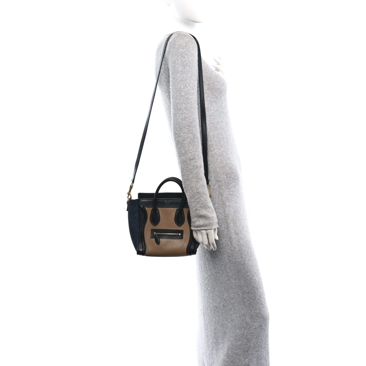 Celine Calfskin Suede Nano Tri-Color Luggage Sand -FINAL SALE NO RETURNS