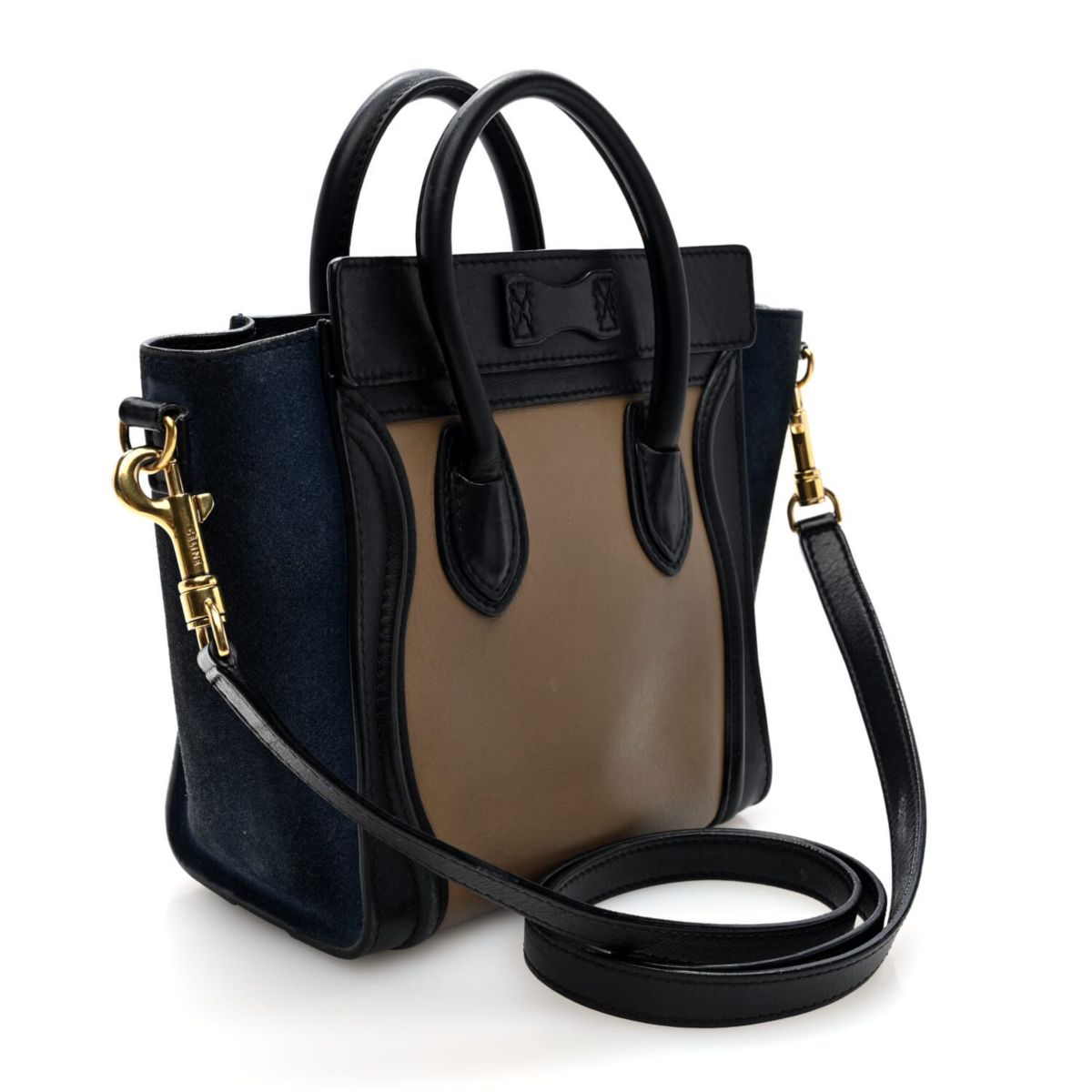 Celine Calfskin Suede Nano Tri-Color Luggage Sand -FINAL SALE NO RETURNS