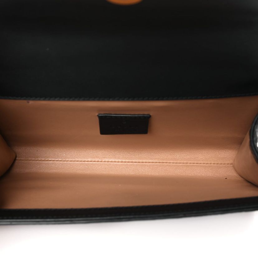 Gucci Crocodile Embossed Dragon Top Handle Shoulder Bag Black -FINAL SALE NO RETURNS