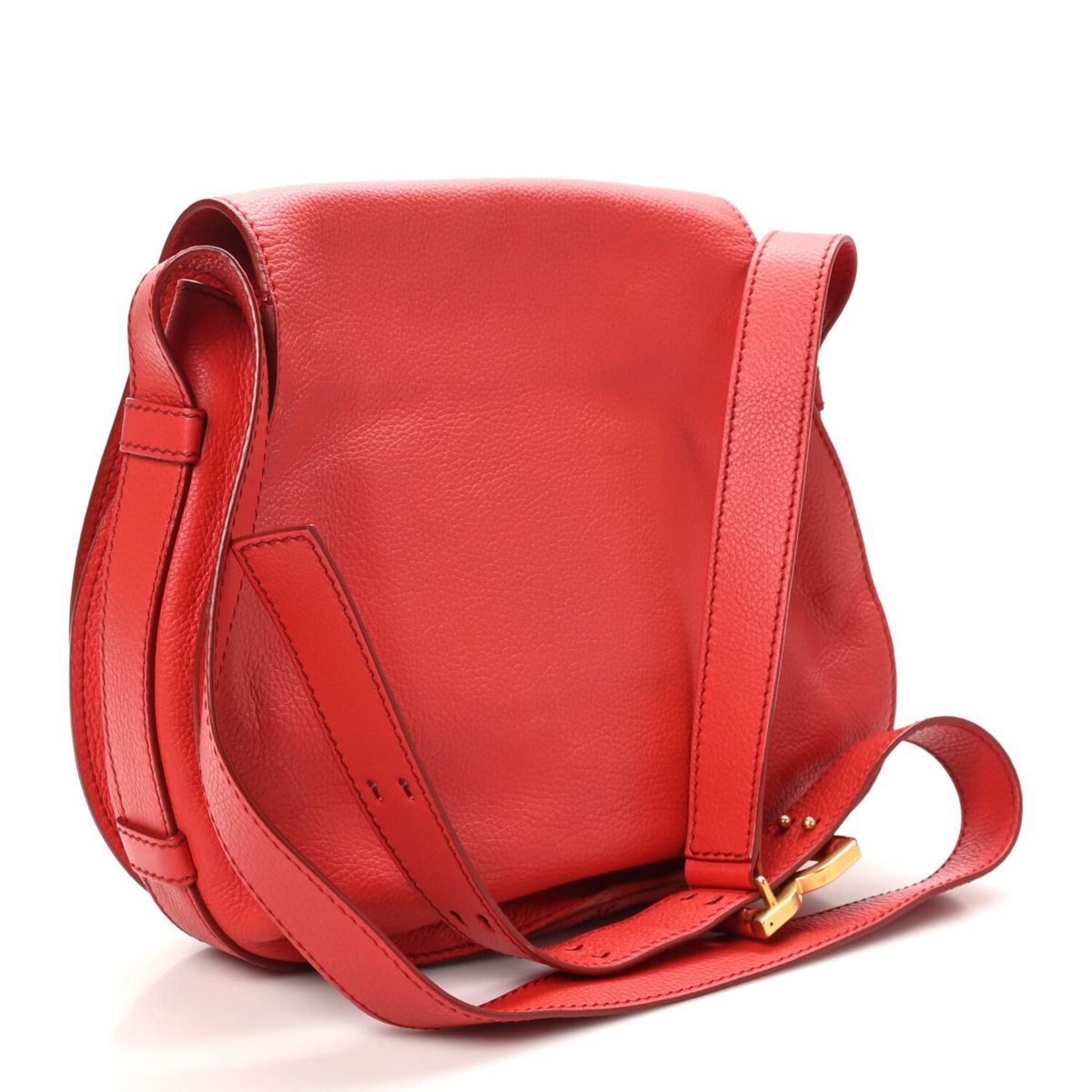 Chloe Grained Calfskin Medium Marcie Saddle Bag Red -FINAL SALE NO RETURNS