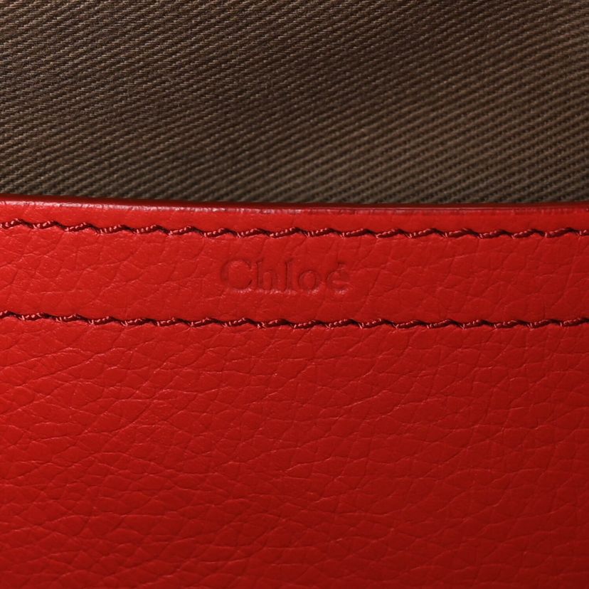 Chloe Grained Calfskin Medium Marcie Saddle Bag Red -FINAL SALE NO RETURNS