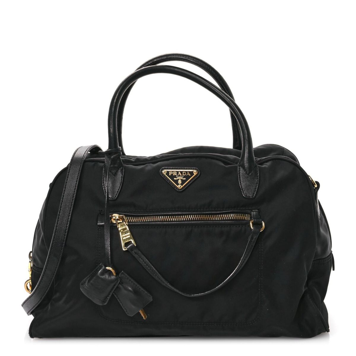 Prada Tessuto Nylon Soft Calf Tote Black -FINAL SALE NO RETURNS