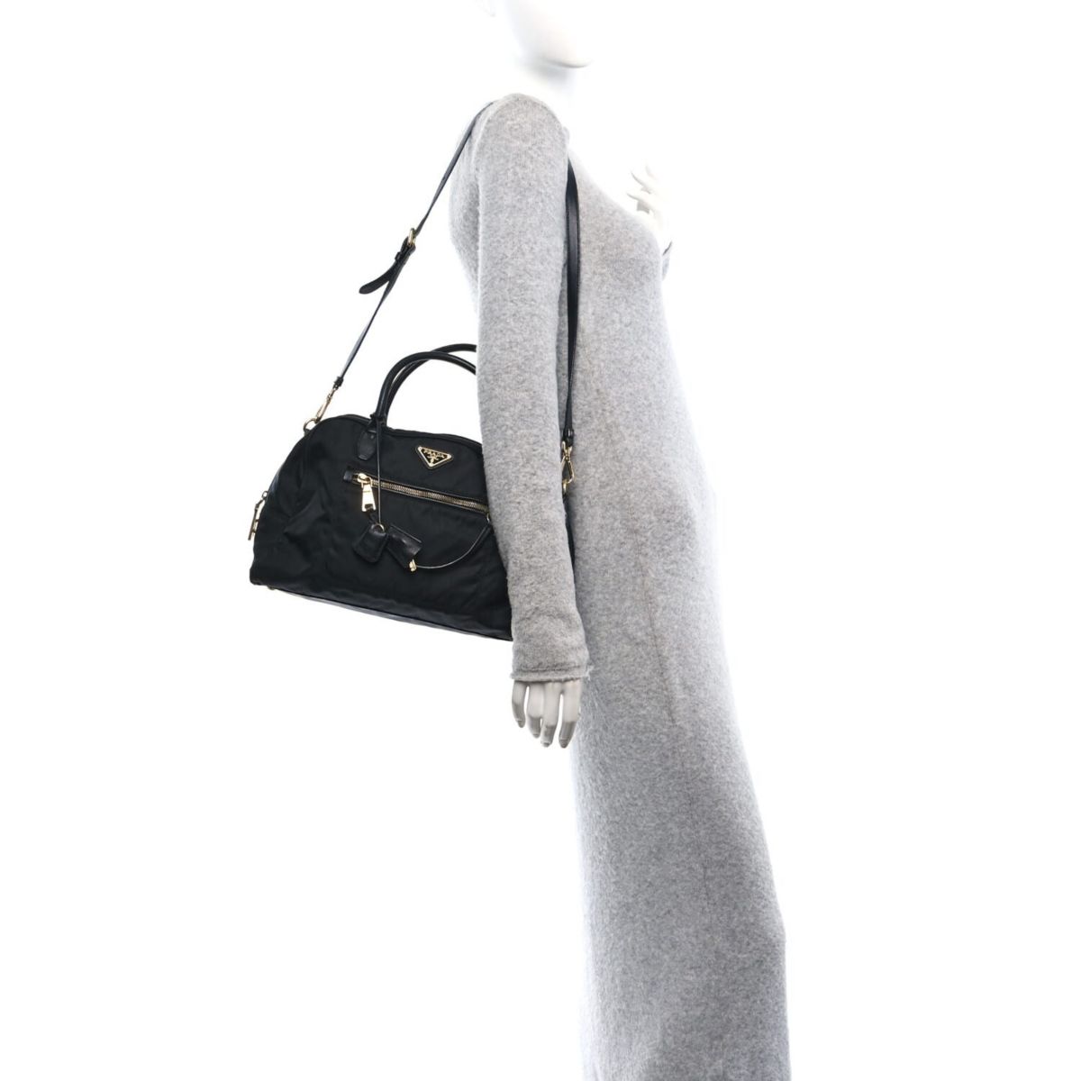 Prada Tessuto Nylon Soft Calf Tote Black -FINAL SALE NO RETURNS