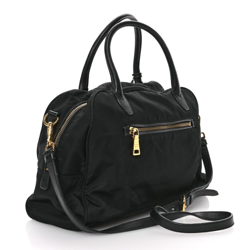 Prada Tessuto Nylon Soft Calf Tote Black -FINAL SALE NO RETURNS