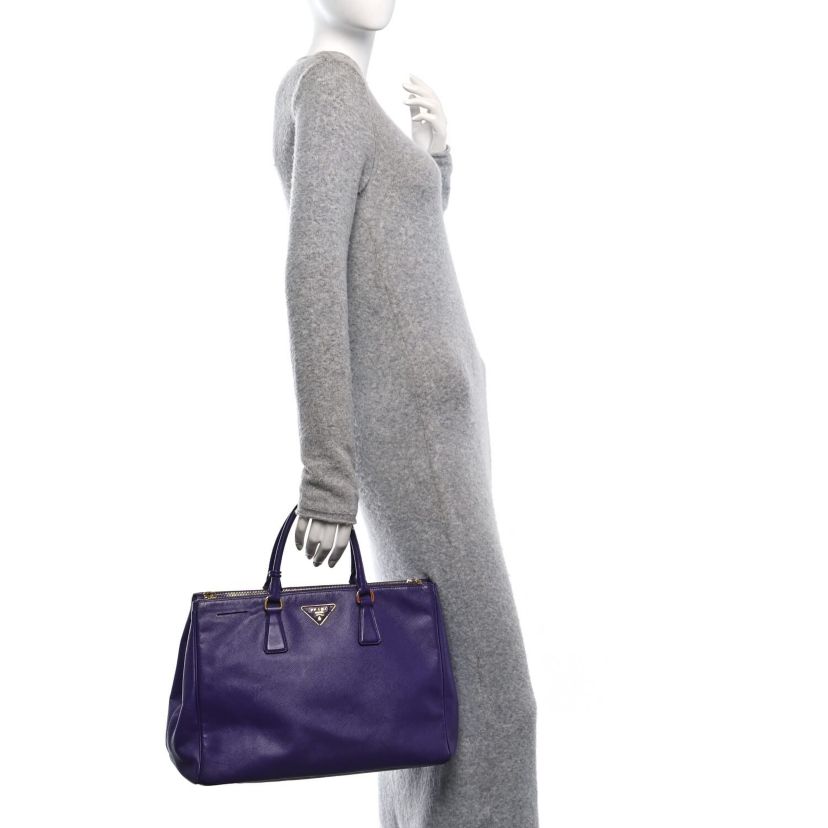Prada Saffiano Large Galleria Double Zip Tote Viola -FINAL SALE NO RETURNS