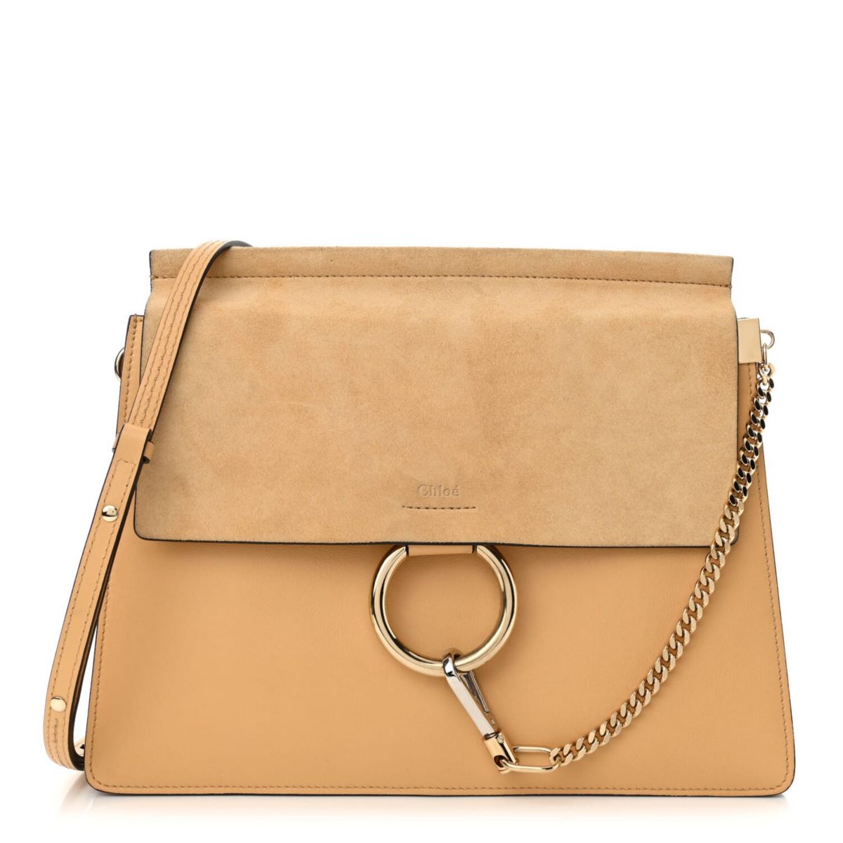 Chloe Suede Calfskin Medium Faye Shoulder Bag Misty Beige -FINAL SALE NO RETURNS