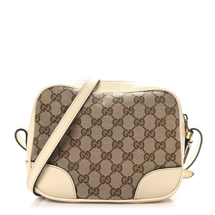 Gucci Monogram Dollar Calfskin Mini Bree Messenger Bag Beige Ebony Avoire -FINAL SALE NO RETURNS