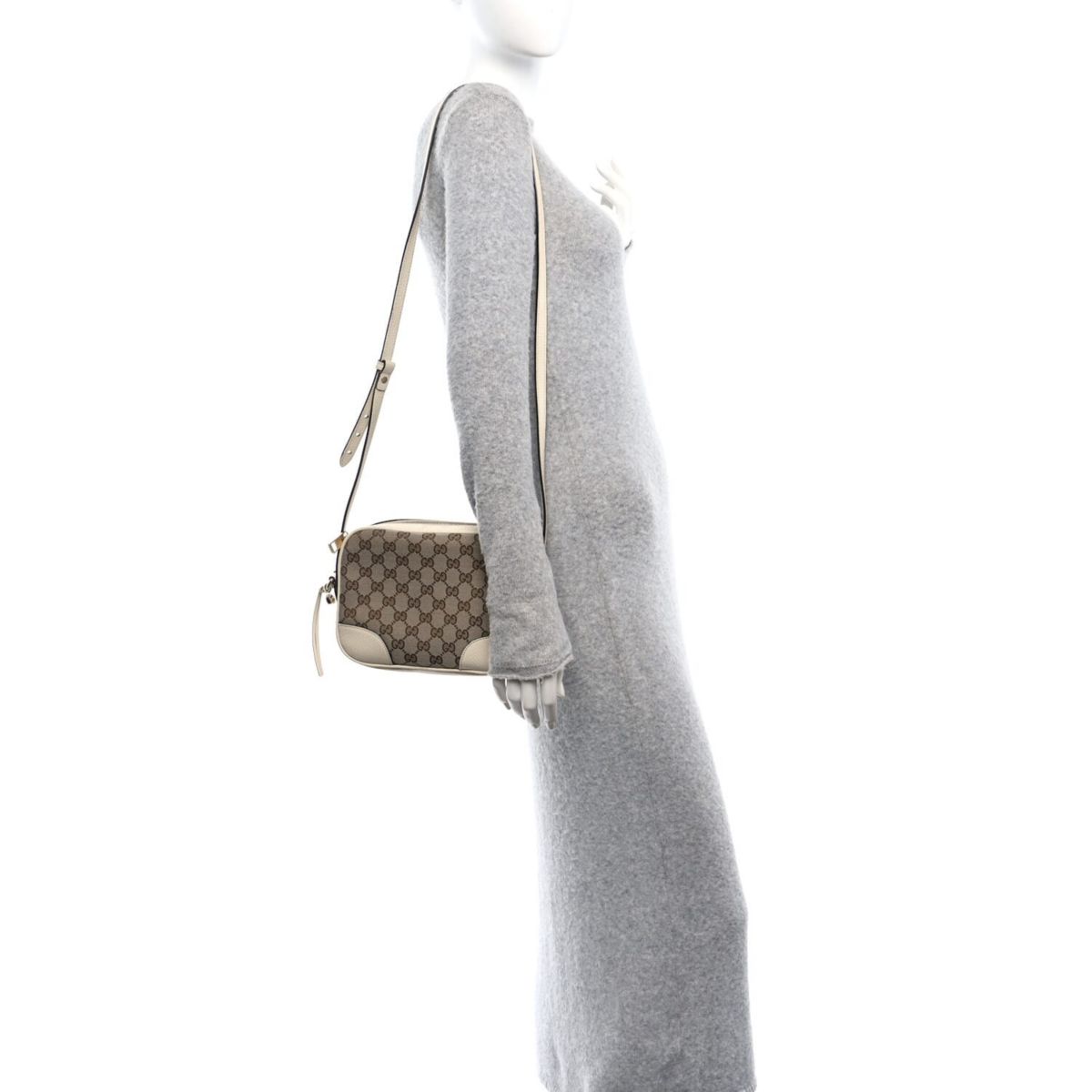 Gucci Monogram Dollar Calfskin Mini Bree Messenger Bag Beige Ebony Avoire -FINAL SALE NO RETURNS