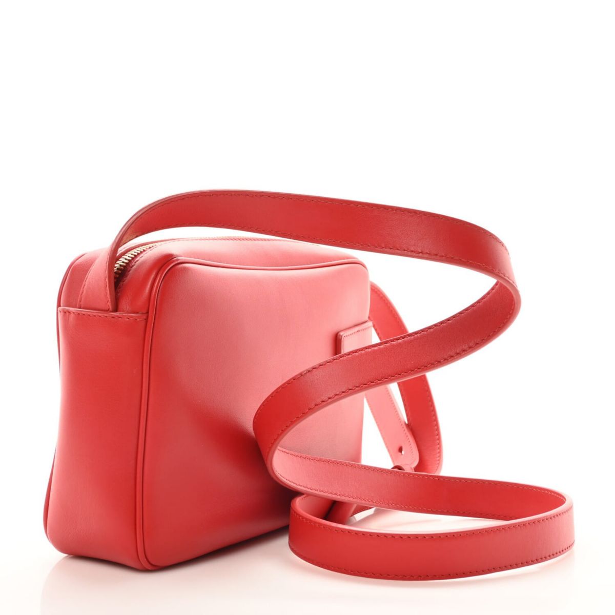 Salvatore Ferragamo Calfskin Gancio Small Archive Camera Case Flame Red -FINAL SALE NO RETURNS