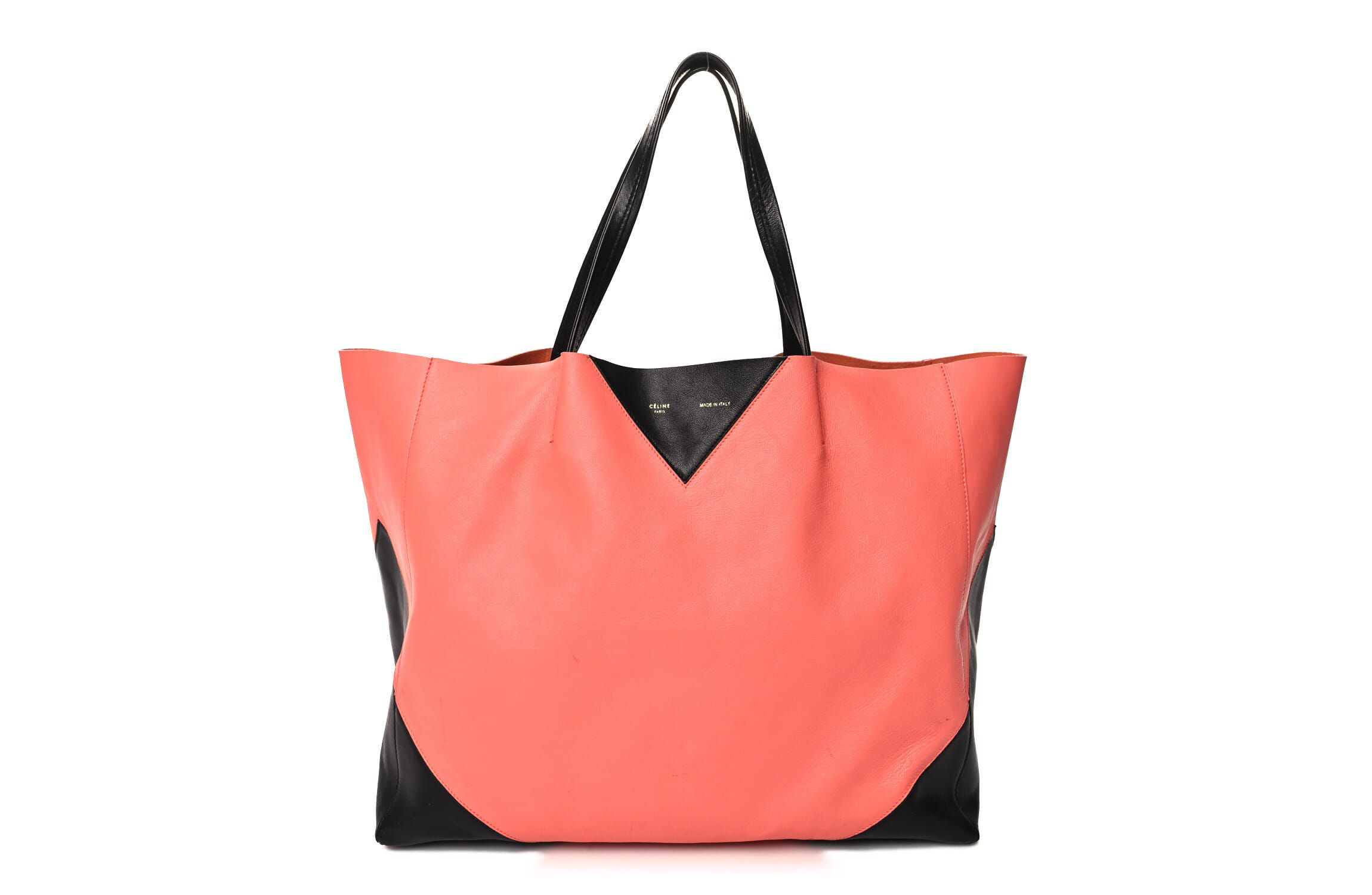 Celine Lambskin Horizontal Bi-Color Coeur Cabas Flamingo Black -FINAL SALE NO RETURNS