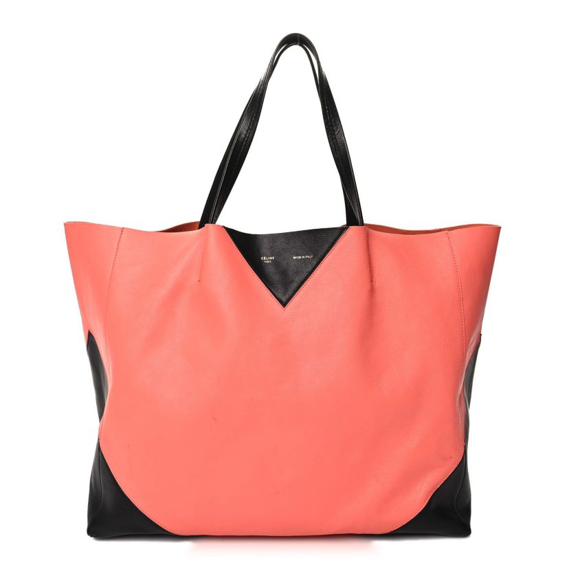 Celine Lambskin Horizontal Bi-Color Coeur Cabas Flamingo Black -FINAL SALE NO RETURNS