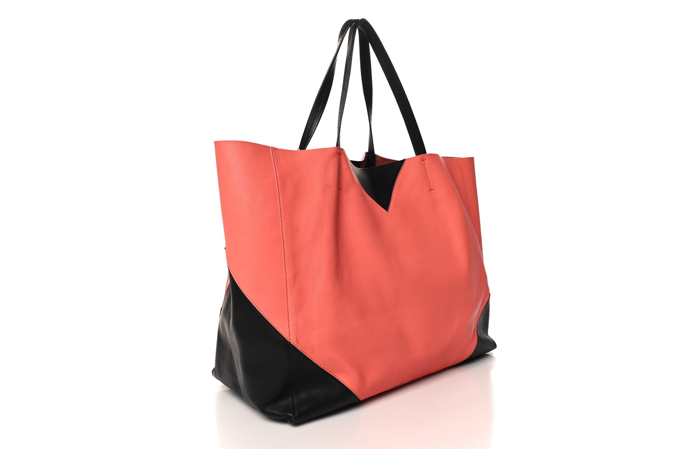 Celine Lambskin Horizontal Bi-Color Coeur Cabas Flamingo Black -FINAL SALE NO RETURNS